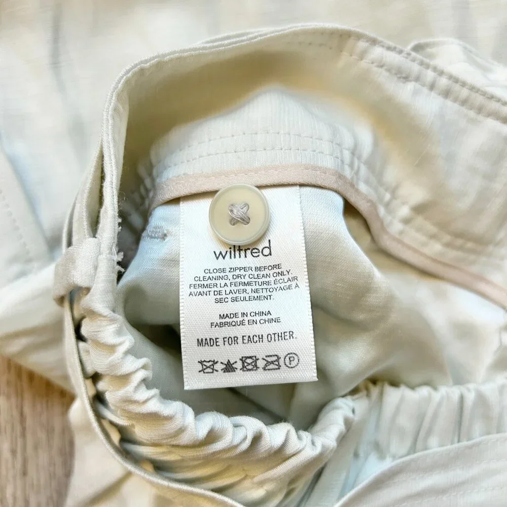 Aritzia Wilfred Kafka Linen High Rise Cargo Coastal Pants in Sand Cream Size 0